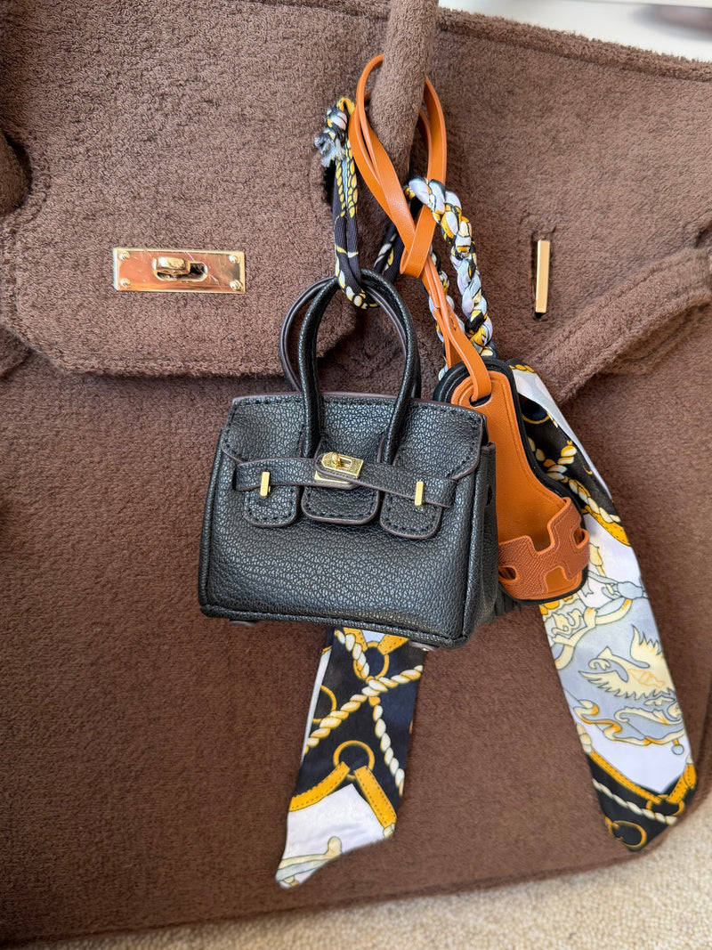 Signature Clear Mini Bag Charm Black