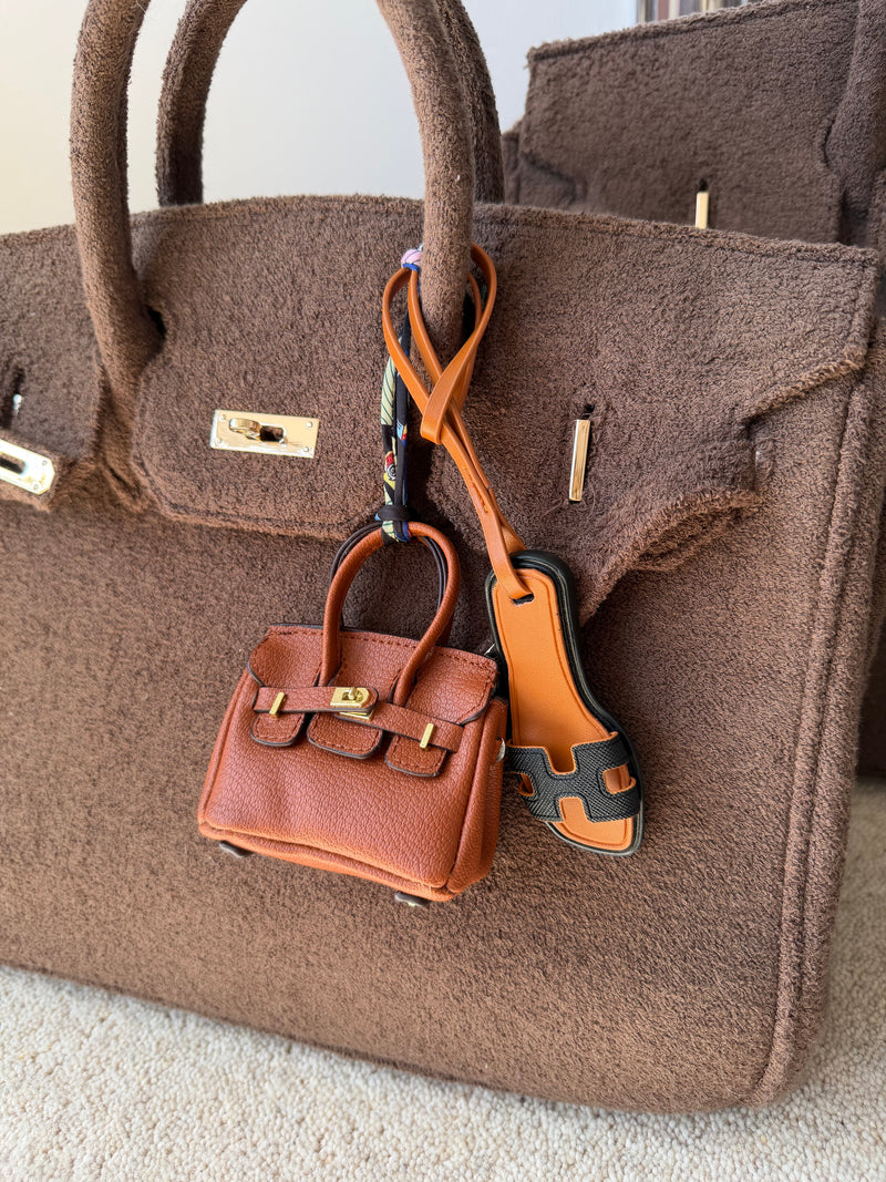 Signature Mini Bag Charm Tan