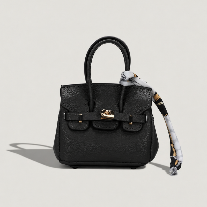 Signature Clear Mini Bag Charm Black