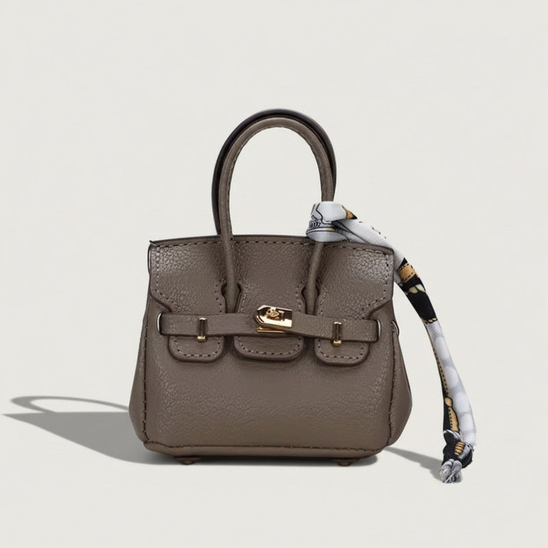 Signature Clear Mini Bag Charm Taupe