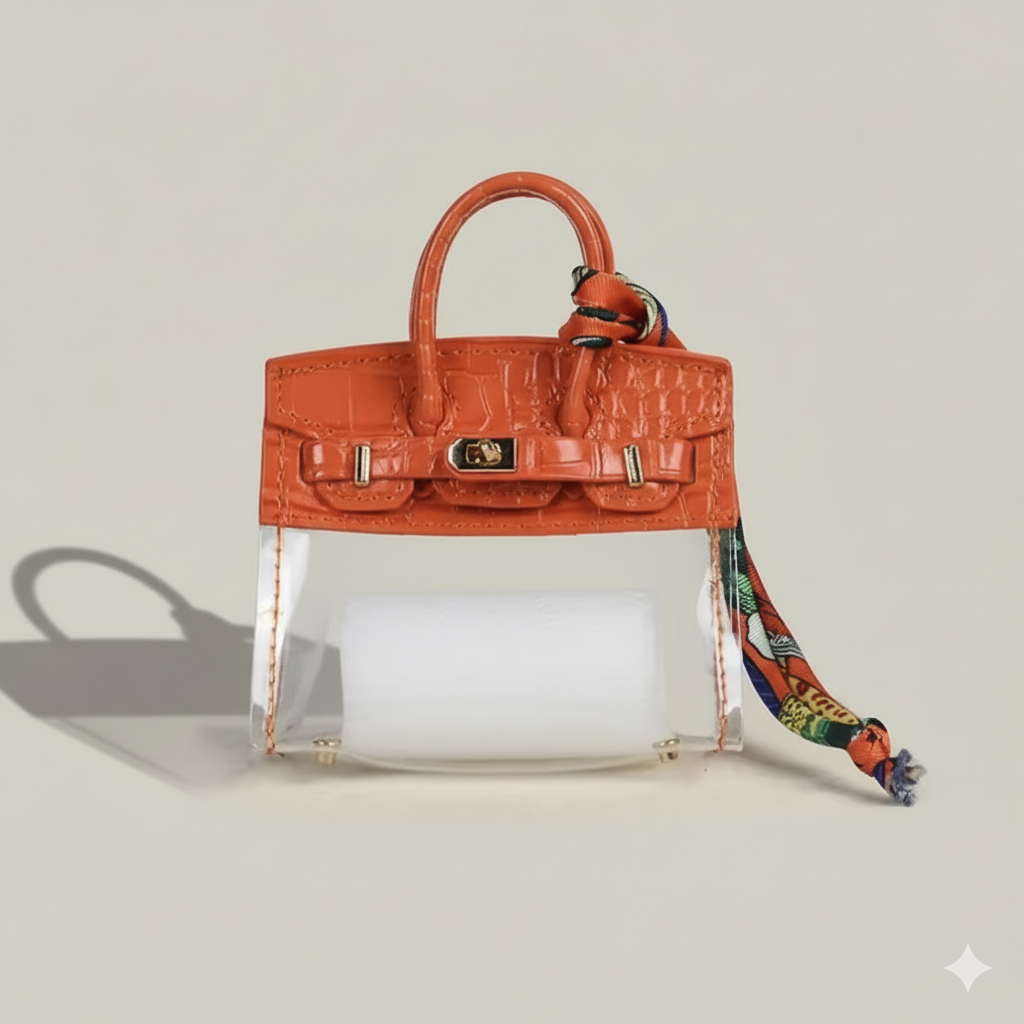 Orange Clear Signature Mini Bag Charm