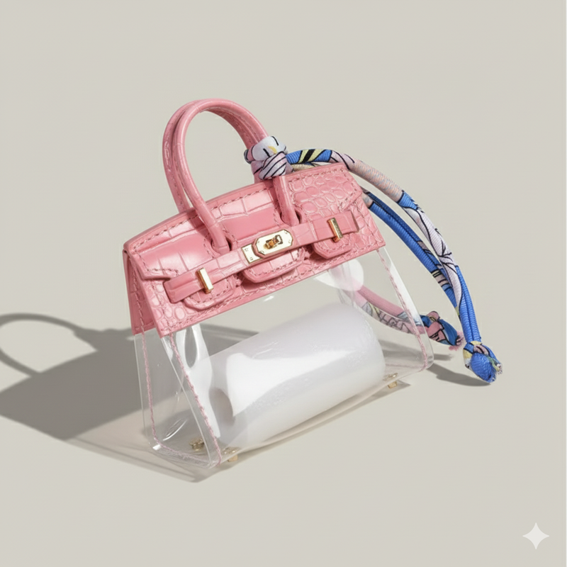 Pink Clear Signature Mini Bag Charm