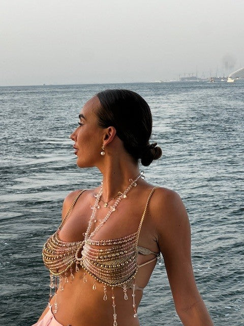 Gold Ibiza Beaded Bikini Top